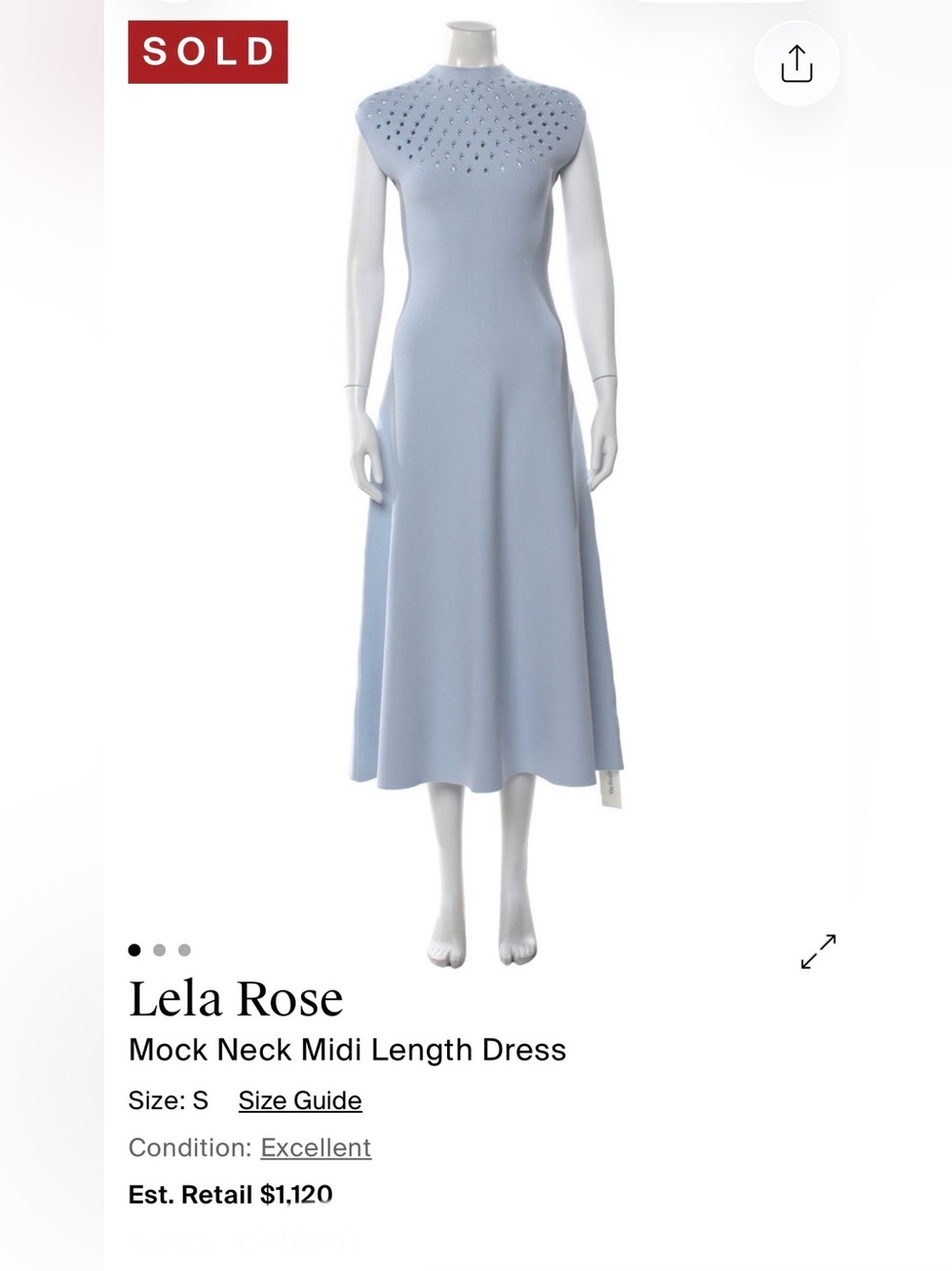 Lela Rose Light Blue Mock Neck Midi Skirt